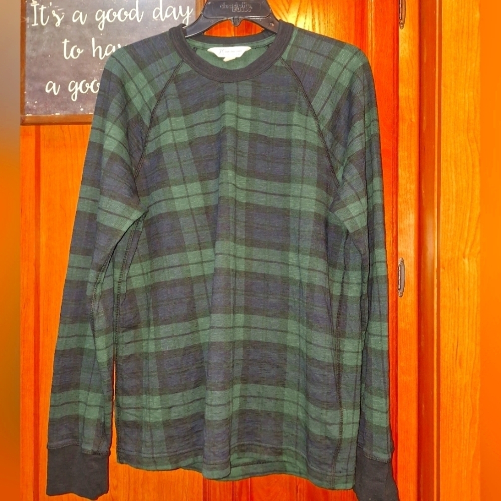 J. Crew Knit Goods Green And Blue Plaid Sweatshirt In A Size Large 100% Cotton